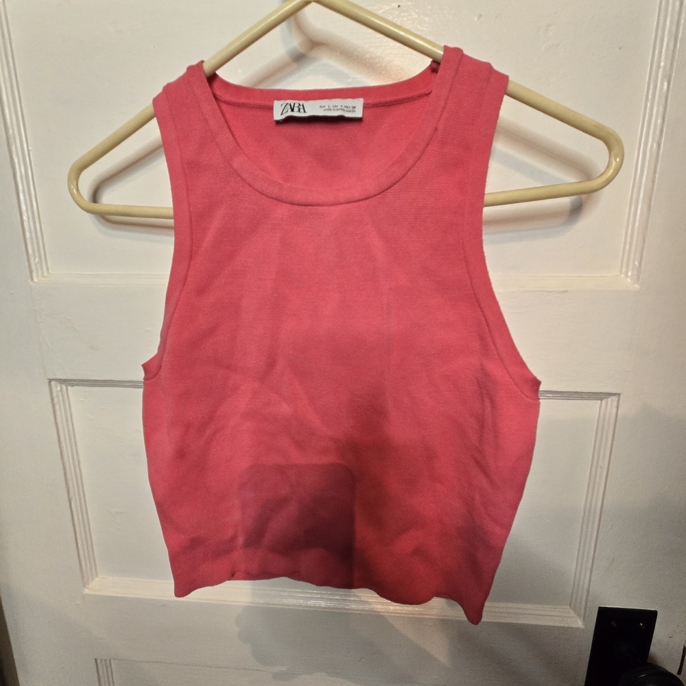 Zara Bright Pink Sleeveless Crop Top